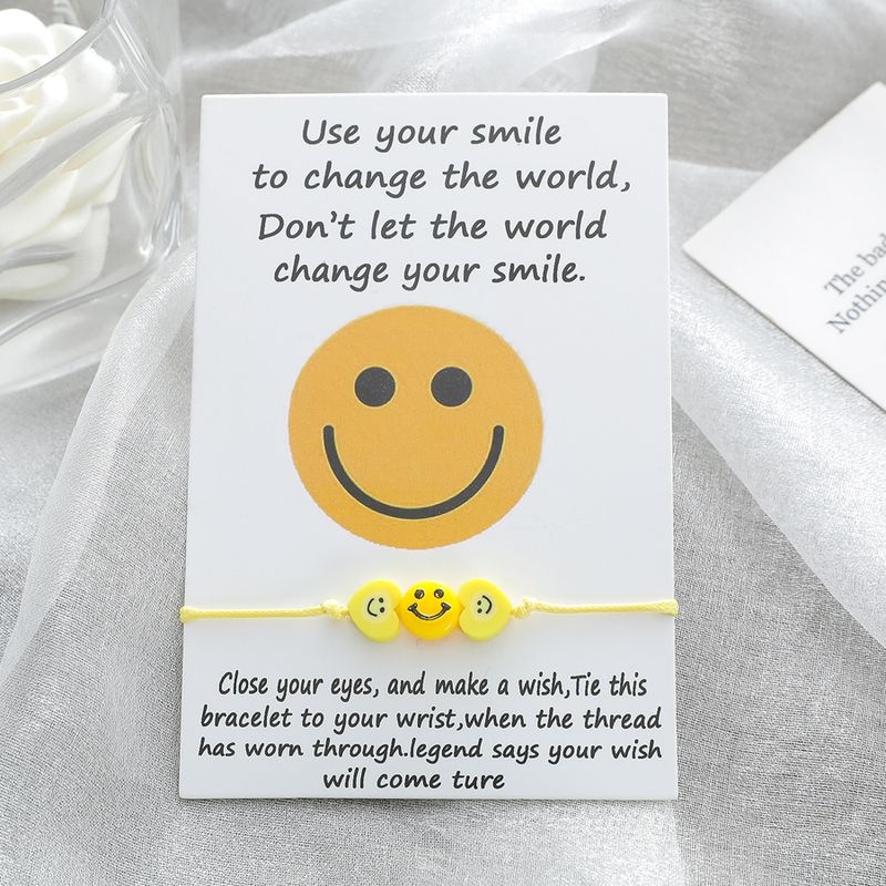Neues Lächeln Kartenarmband Mode Weiches Keramikharz Herzförmiges Lächelndes Gesicht Gewebtes Armband