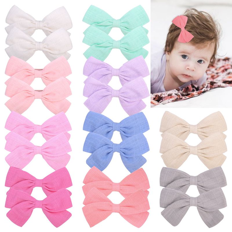 Europe And The United States Children's Bow Hairpin Solid Color Cotton Knotted Hair Accessories