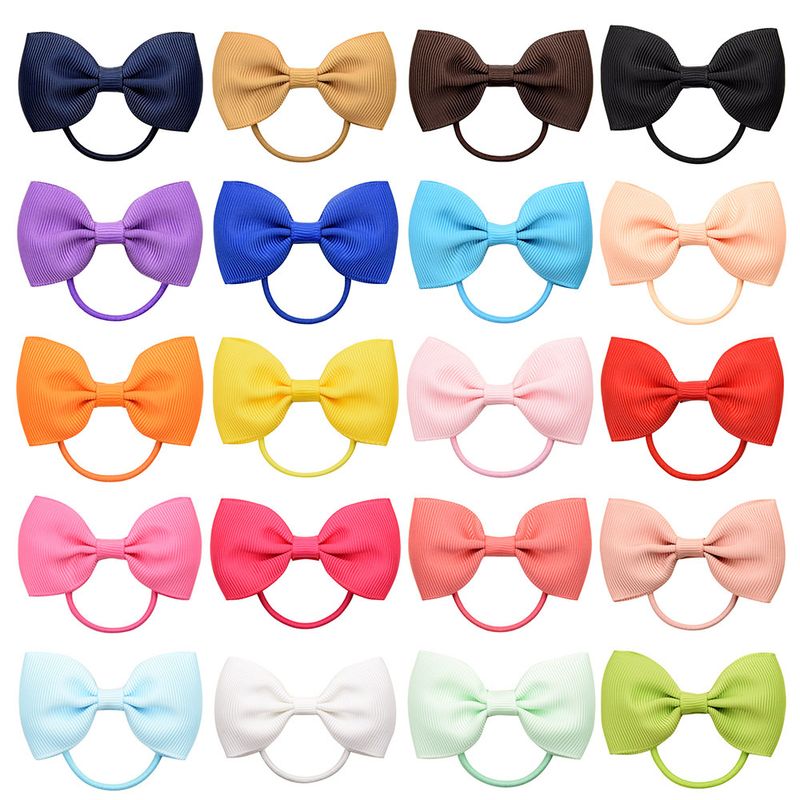 European And American Hair Accessories Children's Solid Color Bow Cute Hair Tie