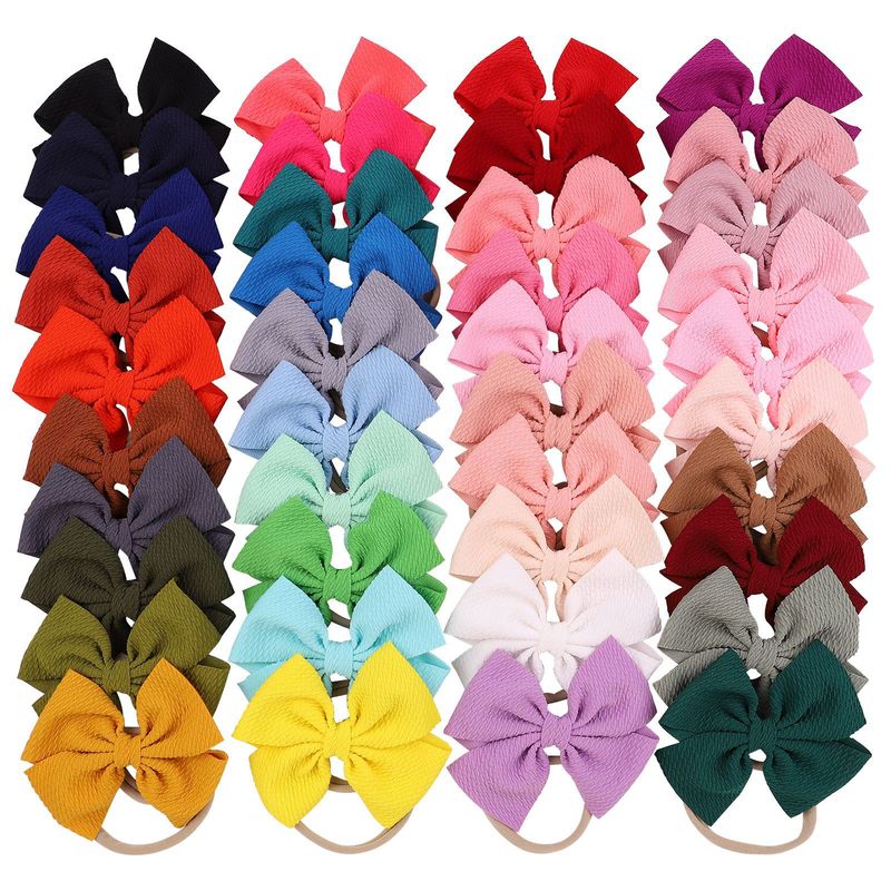 Mignon Couleur Unie Chiffon Noeud Papillon Attache-cheveux 1 Pièce