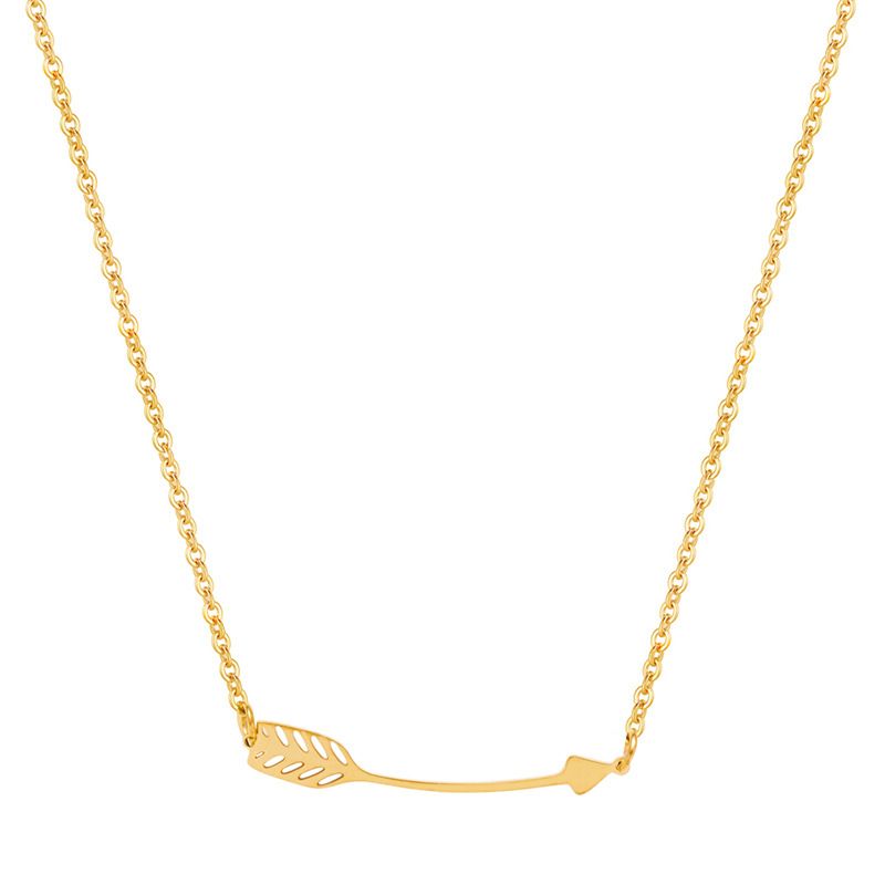 Arrow Feather Pendant Clavicle Chain Short Stainless Steel Necklace Wholesale