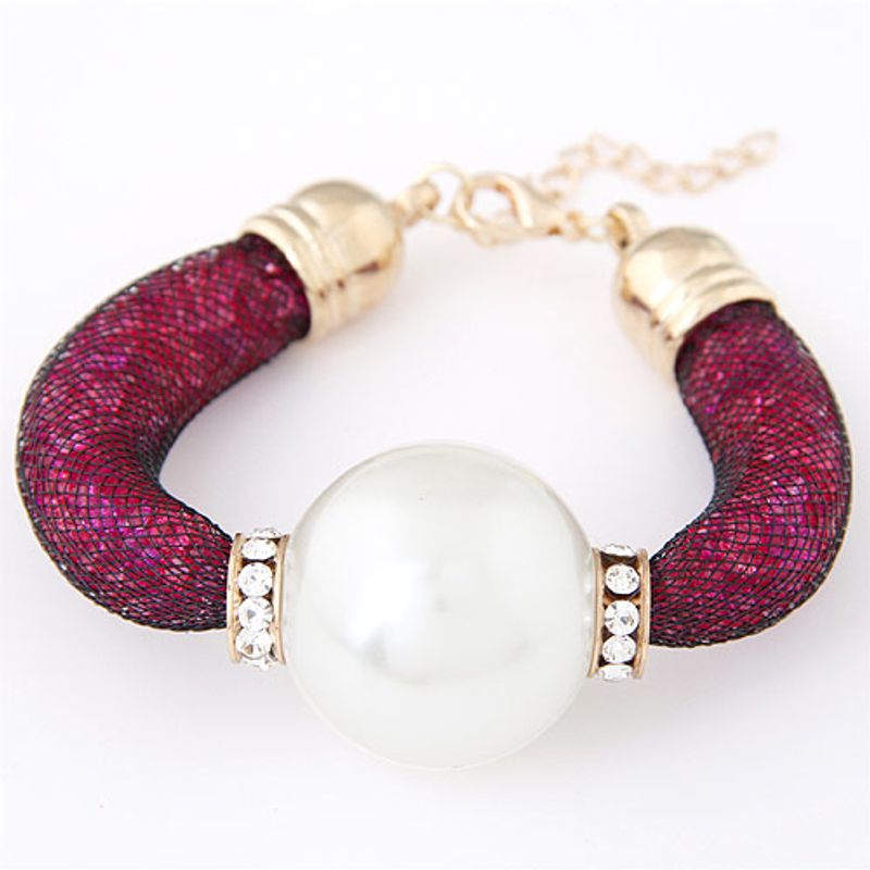 Bracelet Exagéré À La Mode Simple Élégant Grandes Perles Tempérament Brillant