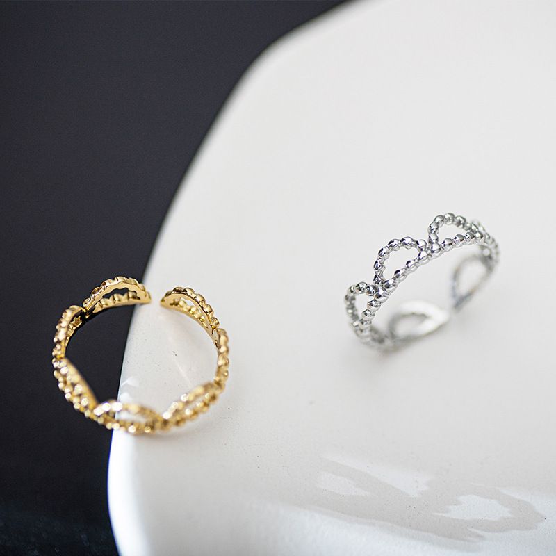 Simple Stainless Steel Simple Opening Adjustable Hollow Lace Ring