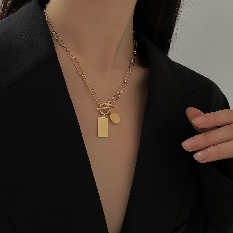 Collier En Acier Inoxydable Rond Carré À Chaîne Épaisse À La Mode De La Personnalité