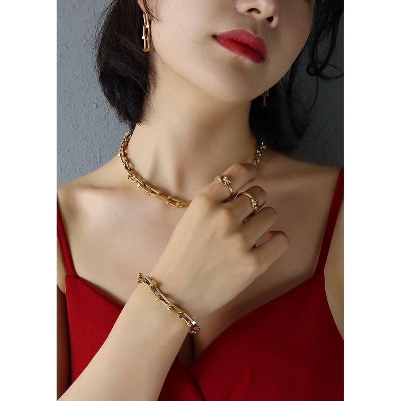 U-shaped Horseshoe Buckle Necklace Female Earrings Titanium Steel 18k Gold Jewelry