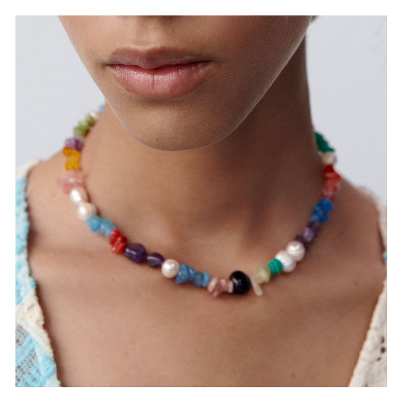 Perla Bohemia Color Irregular Collar De Grava Natural Joyería Simple Femenina