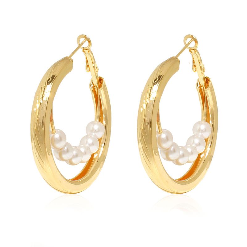 Mode Legierung Perle Runde Trend Mode Einfache Ohrringe