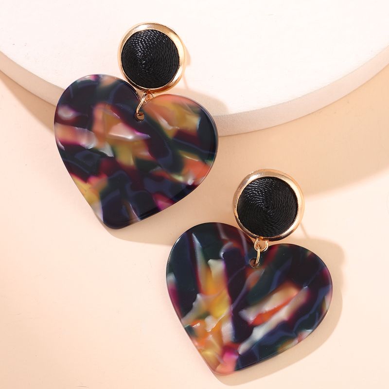 European And American Popular Amber Earrings Acrylic Heart Exaggerated Earrings