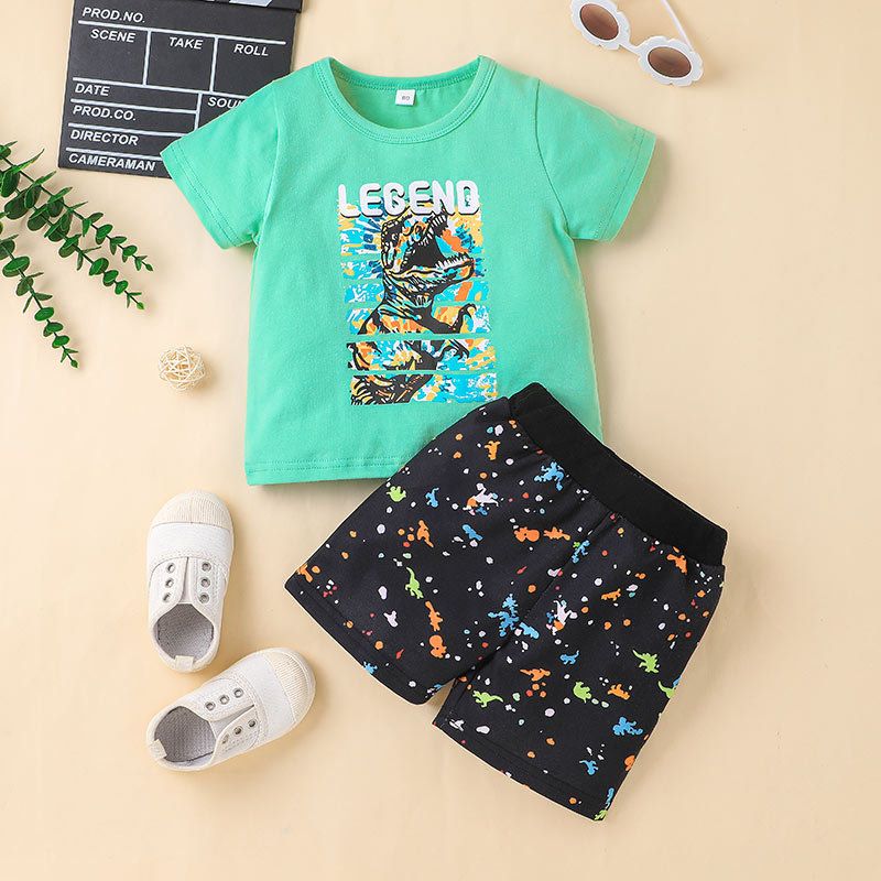 Summer Boy Cartoon Anime Short-sleeved T-shirt 2-piece