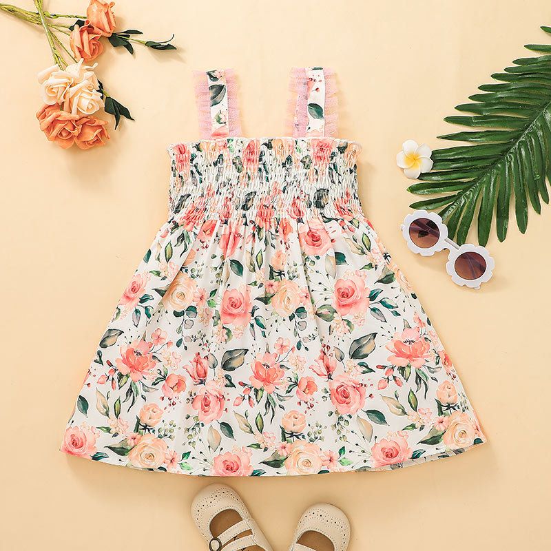 Fashion Vintage Children's Clothing Floral Printing Skirts