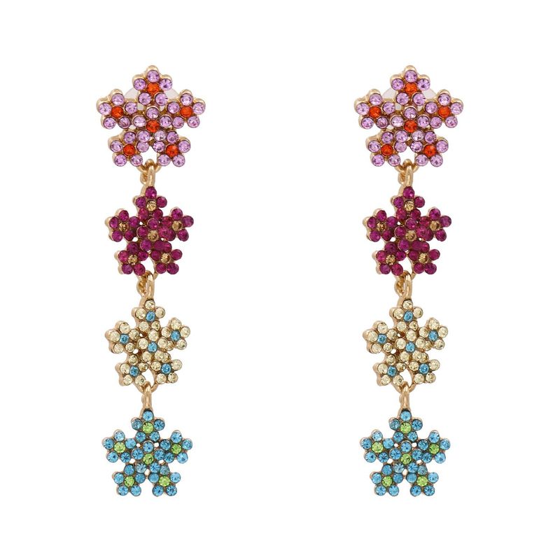 Boucles D&#39;oreilles En Diamant Fleurs Flocon De Neige Rétro Boucles D&#39;oreilles Personnalité Exagérée