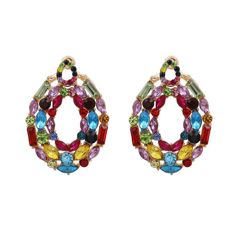 Boucles D&#39;oreilles Exagérées Géométriques Rondes De Couleur De Mode Féminine