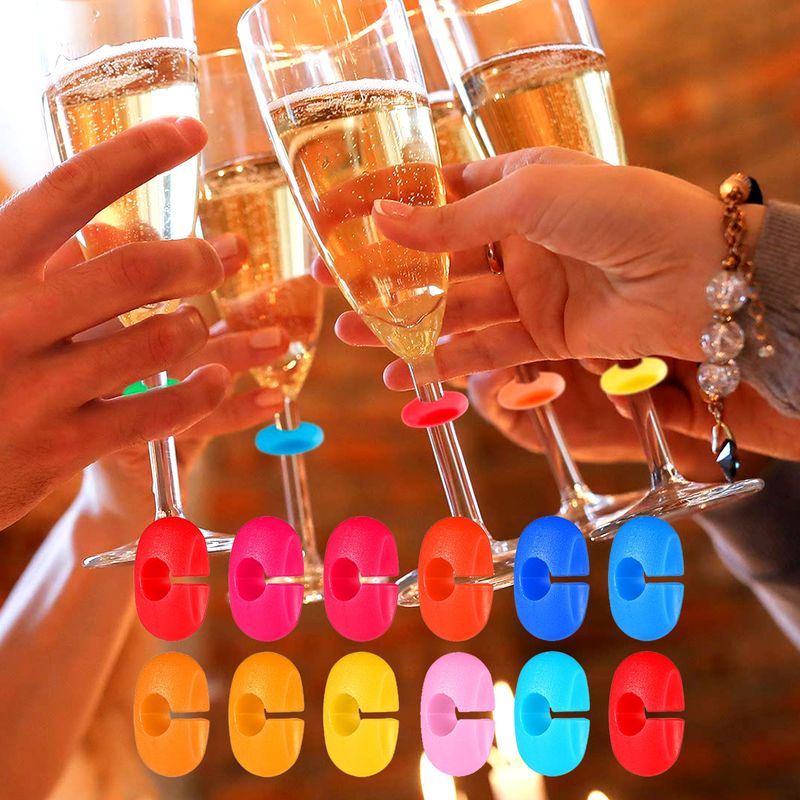 12pcs Mixed Color Silicone Wine Glass Identifier Wholesale