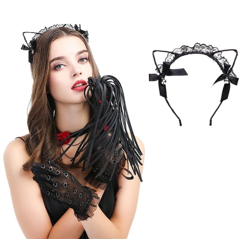 European And American Hollow Lace Small Bow Cat Ears Headband