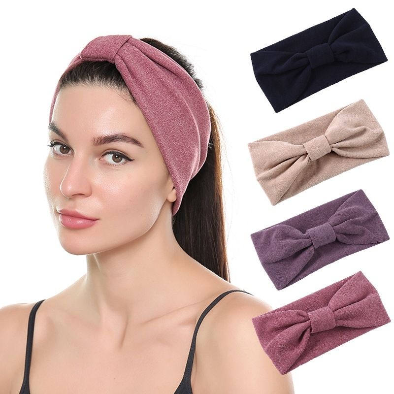 Velvet Knotted Winter Anti-leaf Soft Warm Pure Color Ladies Headband