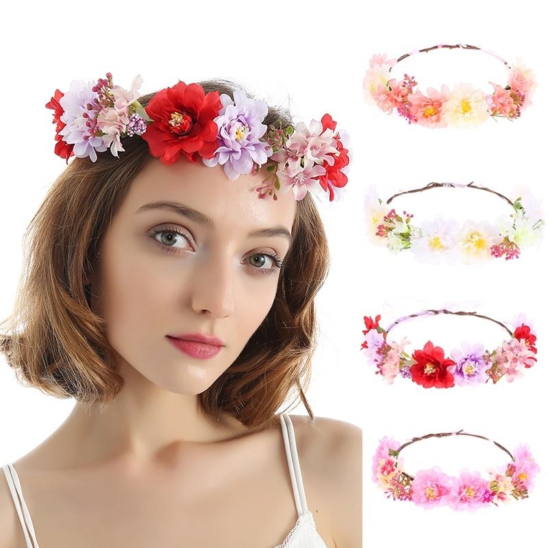 Fashion Fabric Bohemian Flower Wreath Ladies Headband
