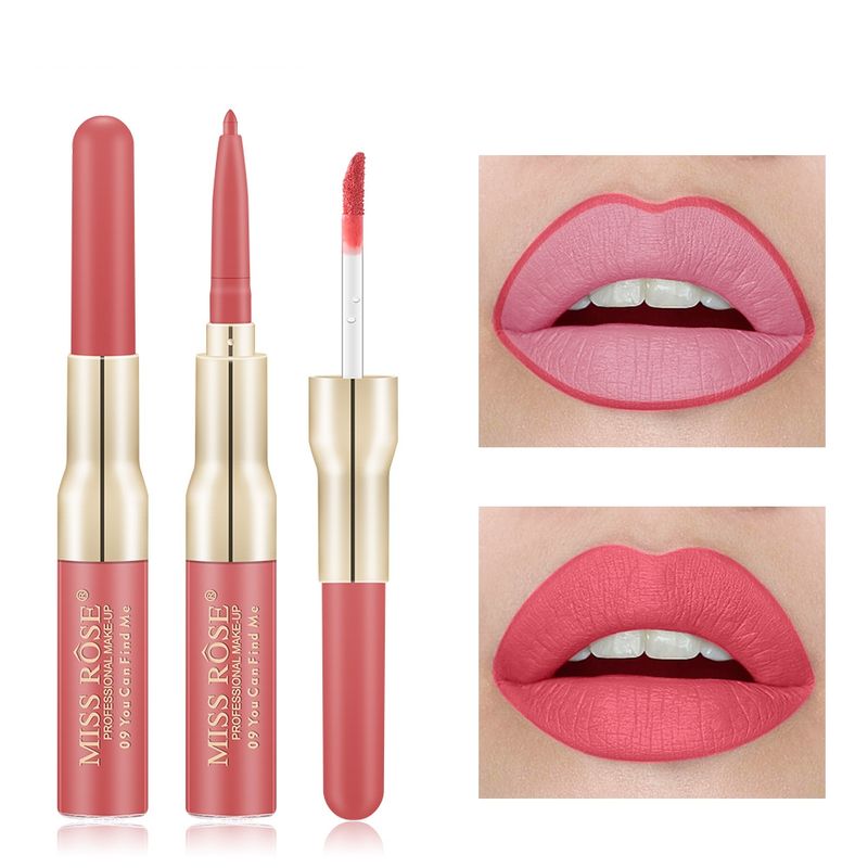 Fashion Double-headed Lip Gloss Lip Liner Matte Waterproof Lip Glaze