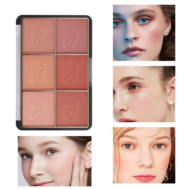 Fashion Six-color Blush Long-lasting Multi-color Matte Pearl Blush Plate