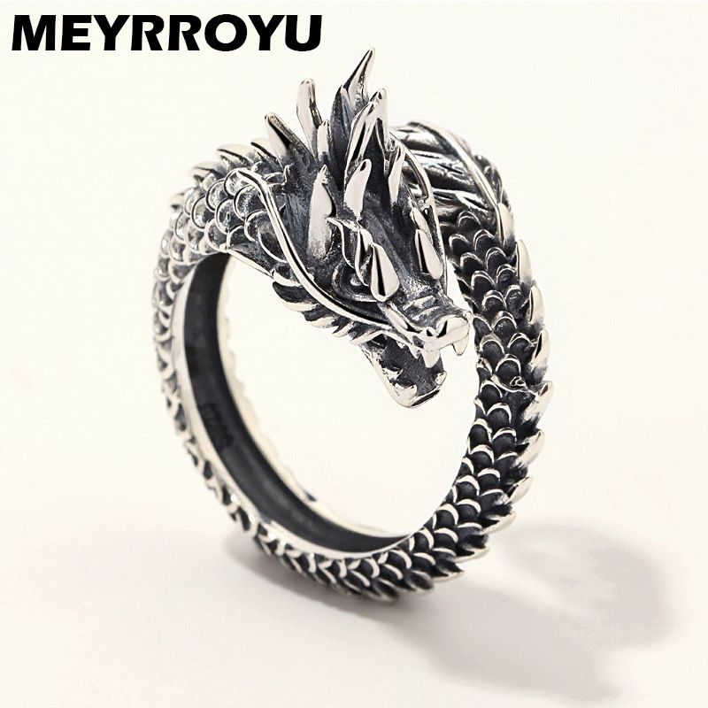 Retro Domineering Dragon Opening New Zodiac Index Finger Copper Ring