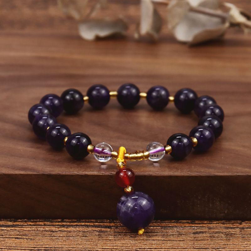 Mode Amethyst Einfacher Schmuck Natürlicher Amethyst Anhänger Armband