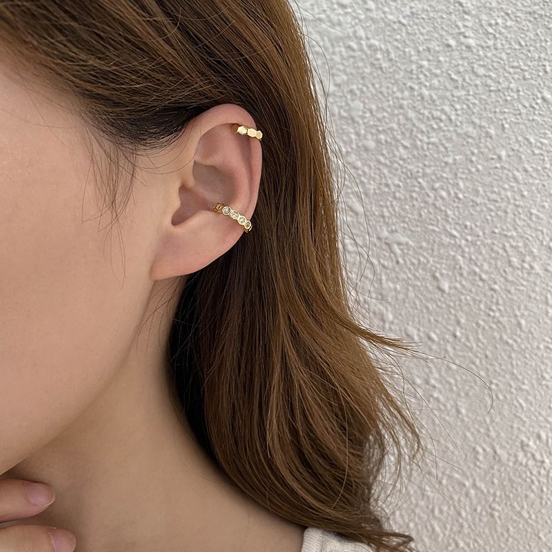 French Luxury Zircon No Pierced Ear Clip Simple Diamond-shaped Earring
