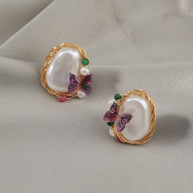 Retro Butterfly Natural Stone Fashion Earrings