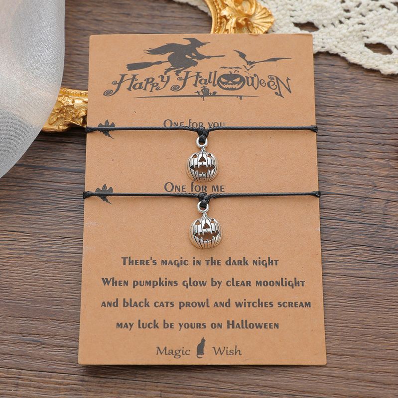 Nueva Cabeza De Calabaza Divertida Pulsera De Halloween Pulsera De Tarjeta Tejida Push-pull De Moda Al Por Mayor