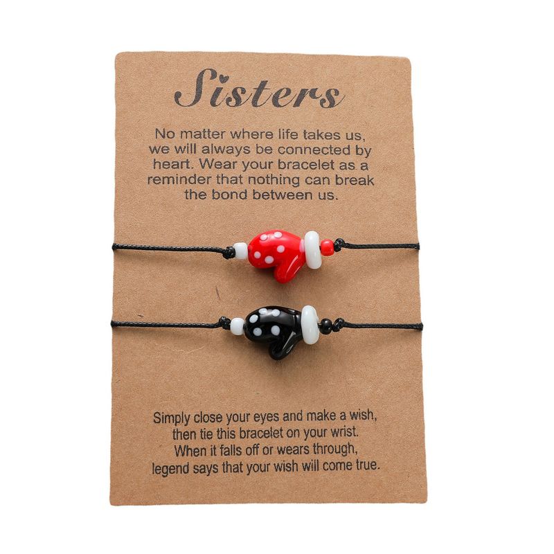 Sister Card Bracelet 2-piece Set European And American Personality Glass Glove Braided Bracelet
