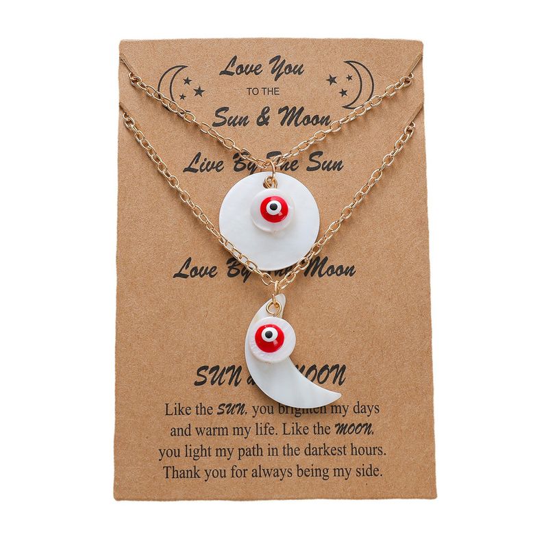 New Couple Necklace 2-piece Set Creative Personality Shell Demon Eye Sun Moon Necklace