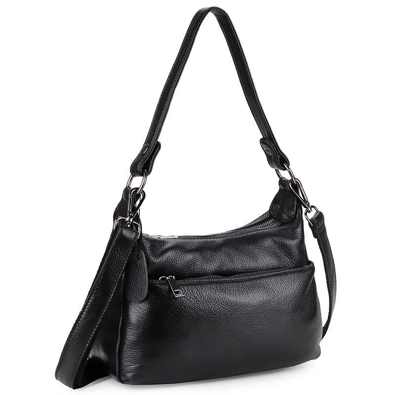 Large-capacity Layer Cowhide Ladies Solid Color Shoulder Bag