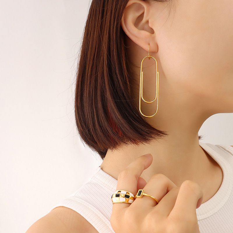 Simple Geometrical Pin Buckle Earrings Long Earrings Jewelry