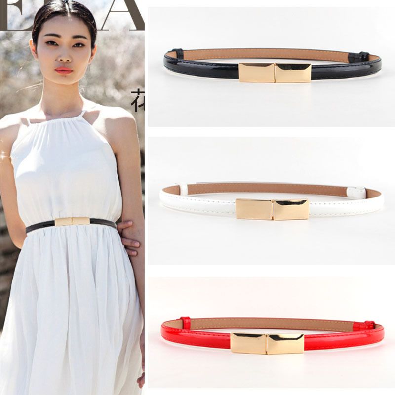 Simple Thin Belt Female Fashion Metal Buckle Solid Color Belt Wholesale