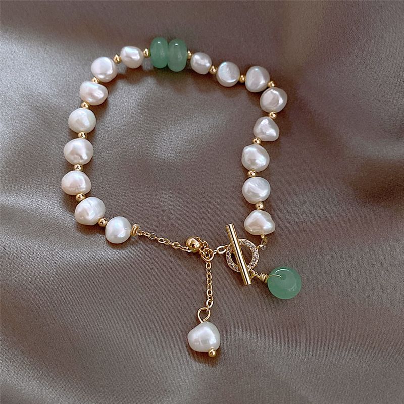 Baroque Contrast Color Pearl Buckle Bracelet Jewelry