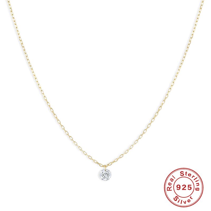 Simple Style Geometric Sterling Silver Plating Zircon Pendant Necklace