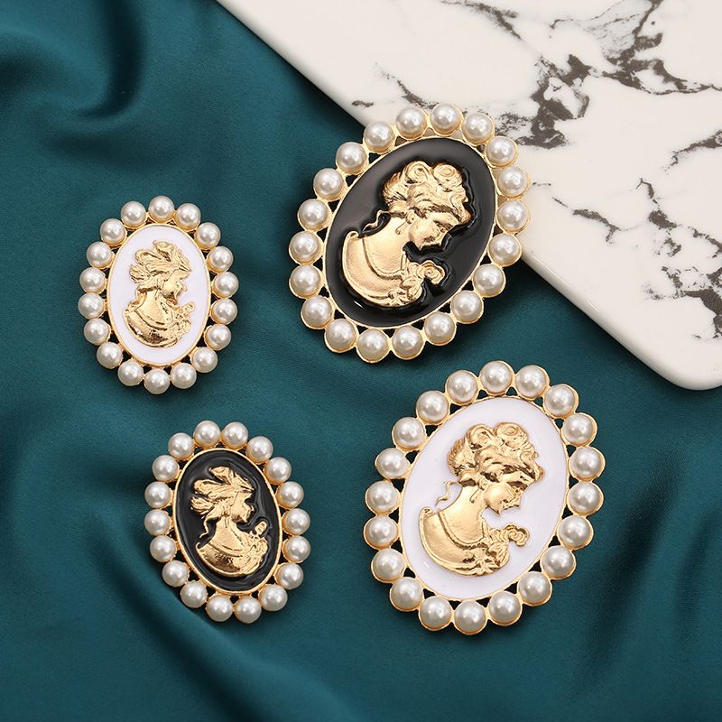 Mode Porträt Legierung Emaille Künstliche Perlen Unisex Broschen