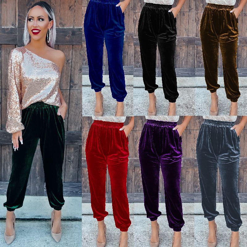 Mujeres Calle Moda Color Sólido Longitud Total Pantalones Casuales