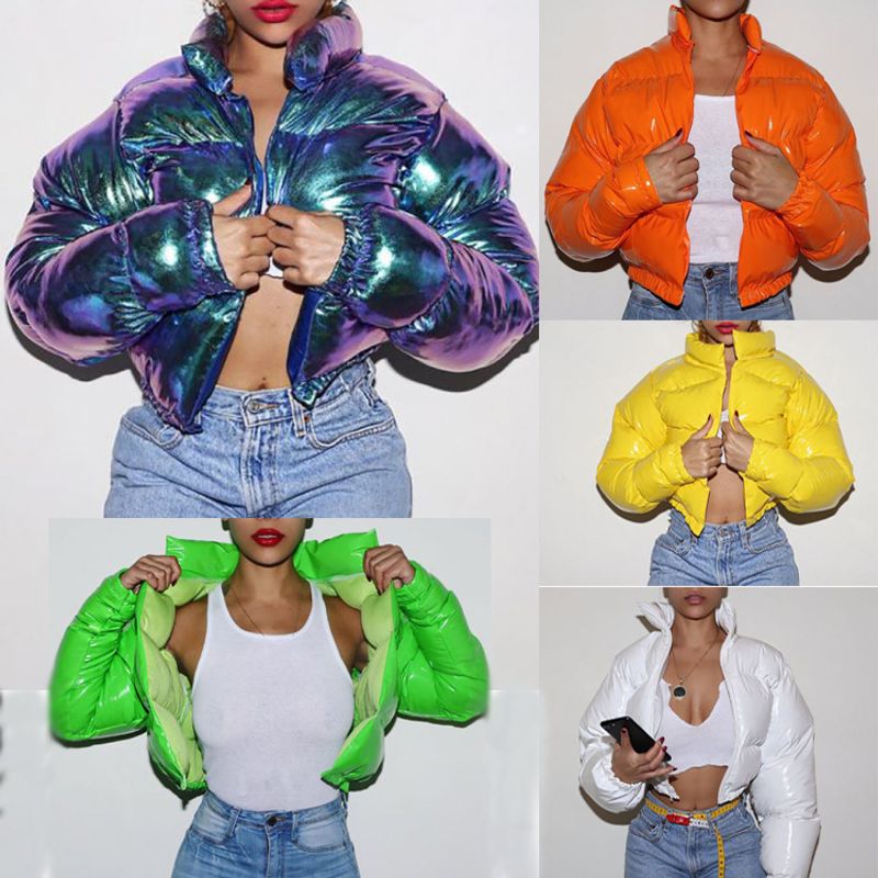 Women's Fashion Solid Color Zipper Down Jacket