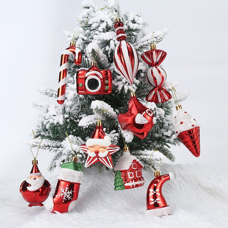 Christmas Fashion Santa Claus Candy Plastic Party Hanging Ornaments 2 Piece Set