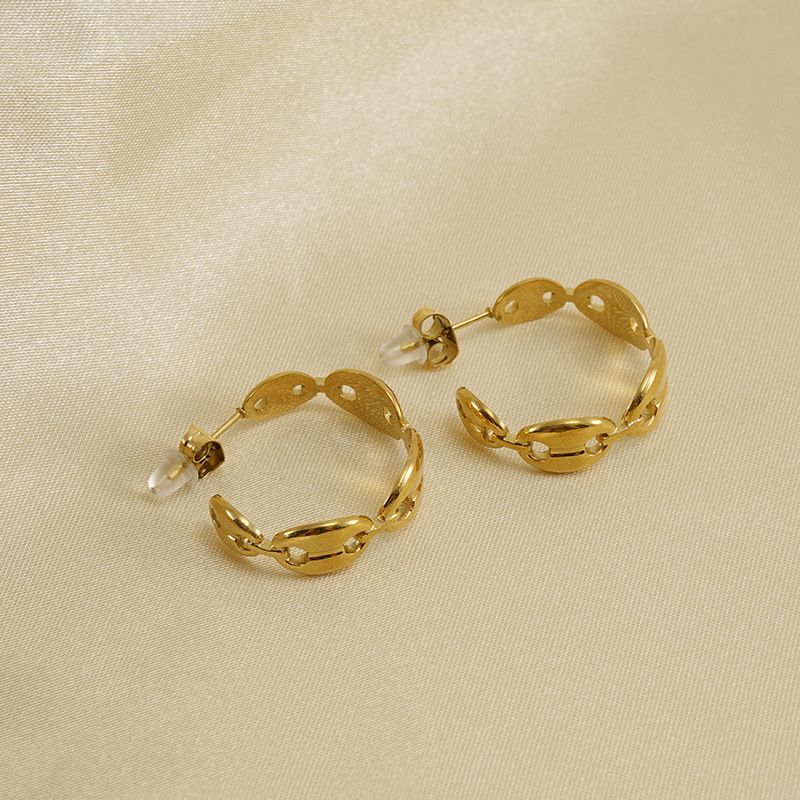 1 Paar Mode C-form Überzug Titan Stahl Reif Ohrringe