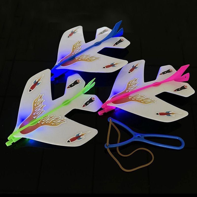 Children's Creative Fashion Glowing Slingshot Plastic Airplane Toy Color Random