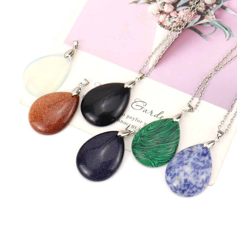 Fashion Water Droplets Natural Stone Handmade Pendant Necklace 1 Piece