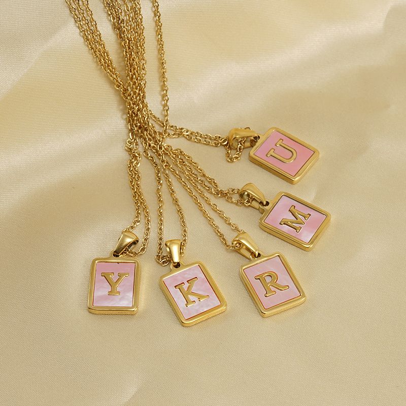 Fashion Letter Stainless Steel Plating Inlay Shell Pendant Necklace 1 Piece