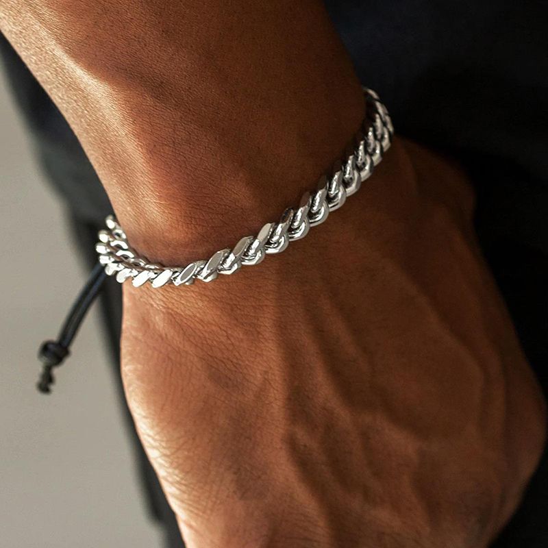 Hip Hop Géométrique Acier Inoxydable Placage Hommes Bracelets 1 Pièce