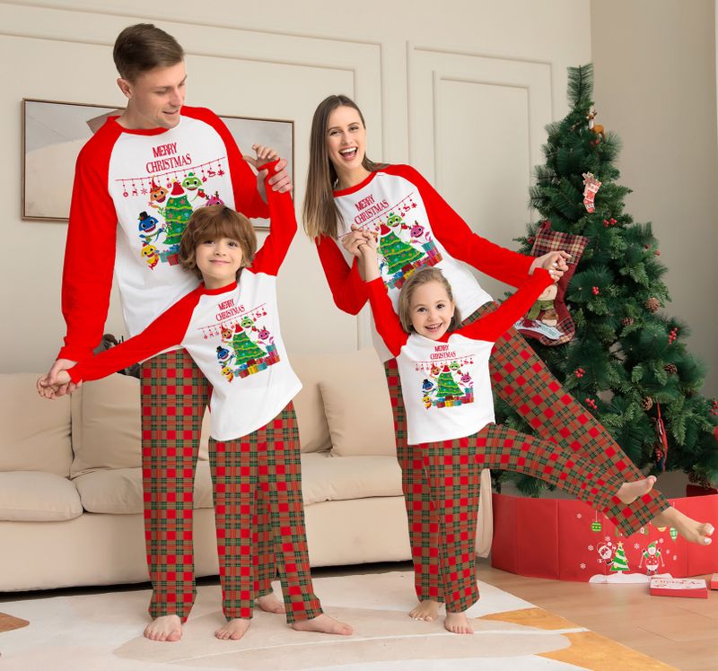 Fashion Cartoon Cotton Pants Sets Straight Pants T-shirt Family Matching Outfits
