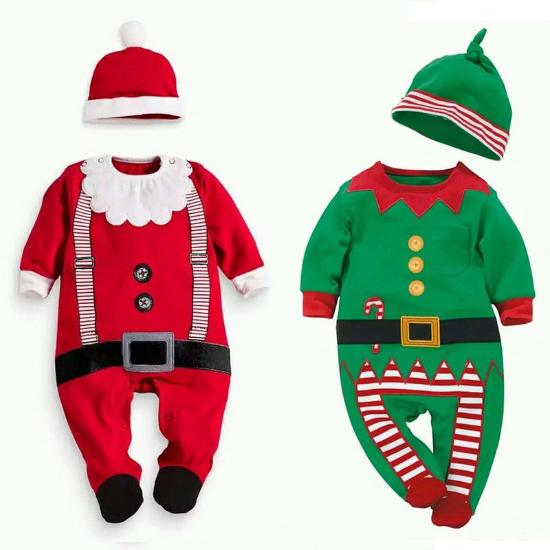 Christmas Cute Cartoon Stripe Cotton Baby Rompers