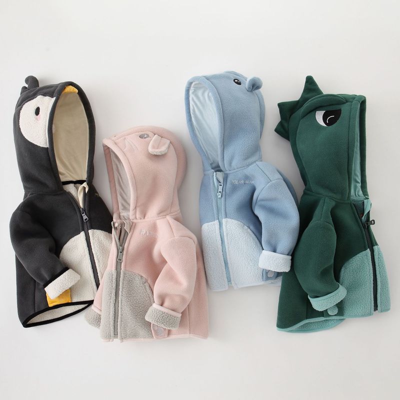 Fashion Animal Cartoon Solid Color Polyester Boys Outerwear