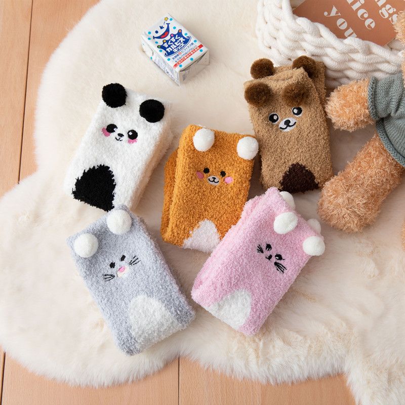 Women's Cute Cartoon Coral Fleece Ankle Socks