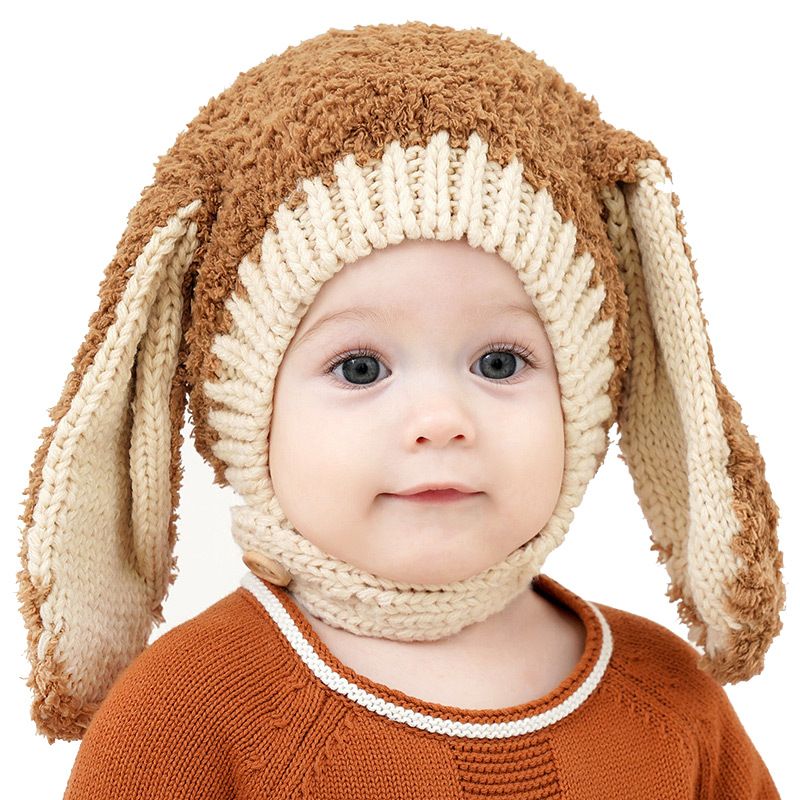 Enfants Unisexe Mignon Bloc De Couleur Bonnet