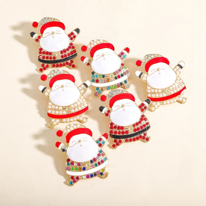 Cute Santa Claus Alloy Inlay Rhinestones Women's Earrings 1 Pair