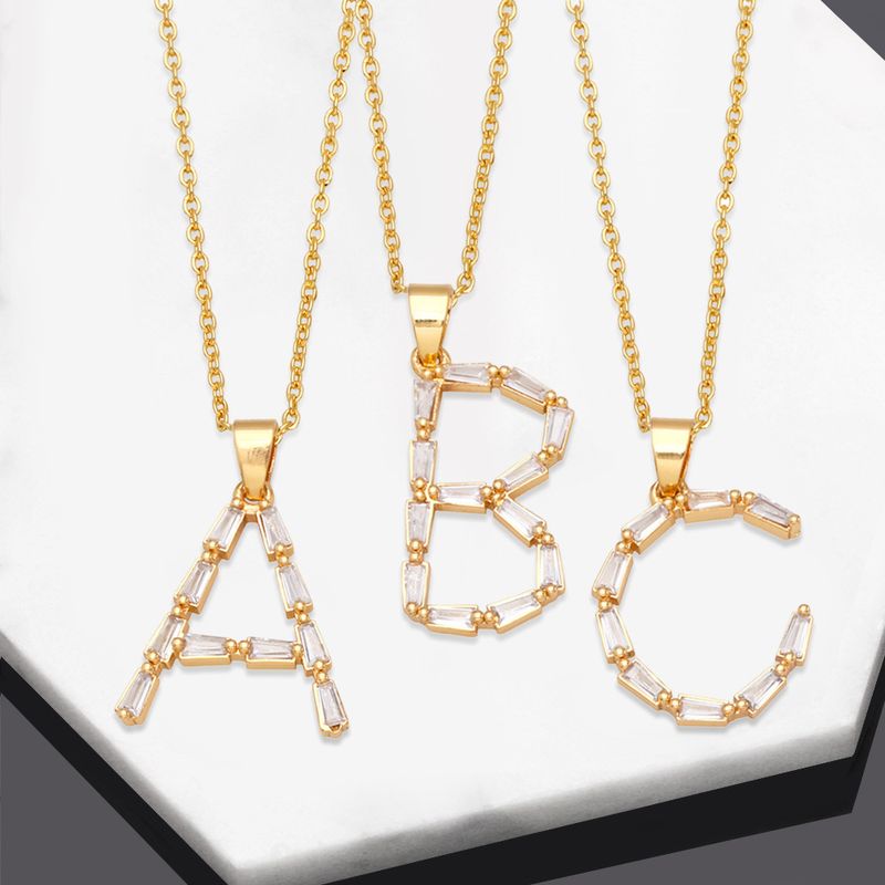 Fashion Letter Copper Inlay Zircon Pendant Necklace 1 Piece